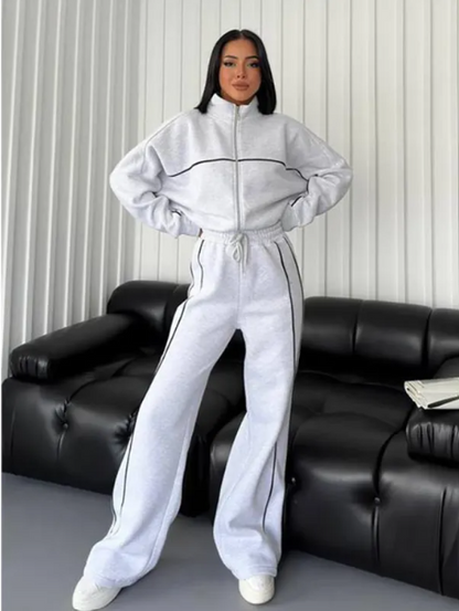 Long Sleeve Half-Turtleneck Cardigan & Trousers Set