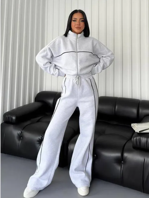 Long Sleeve Half-Turtleneck Cardigan & Trousers Set