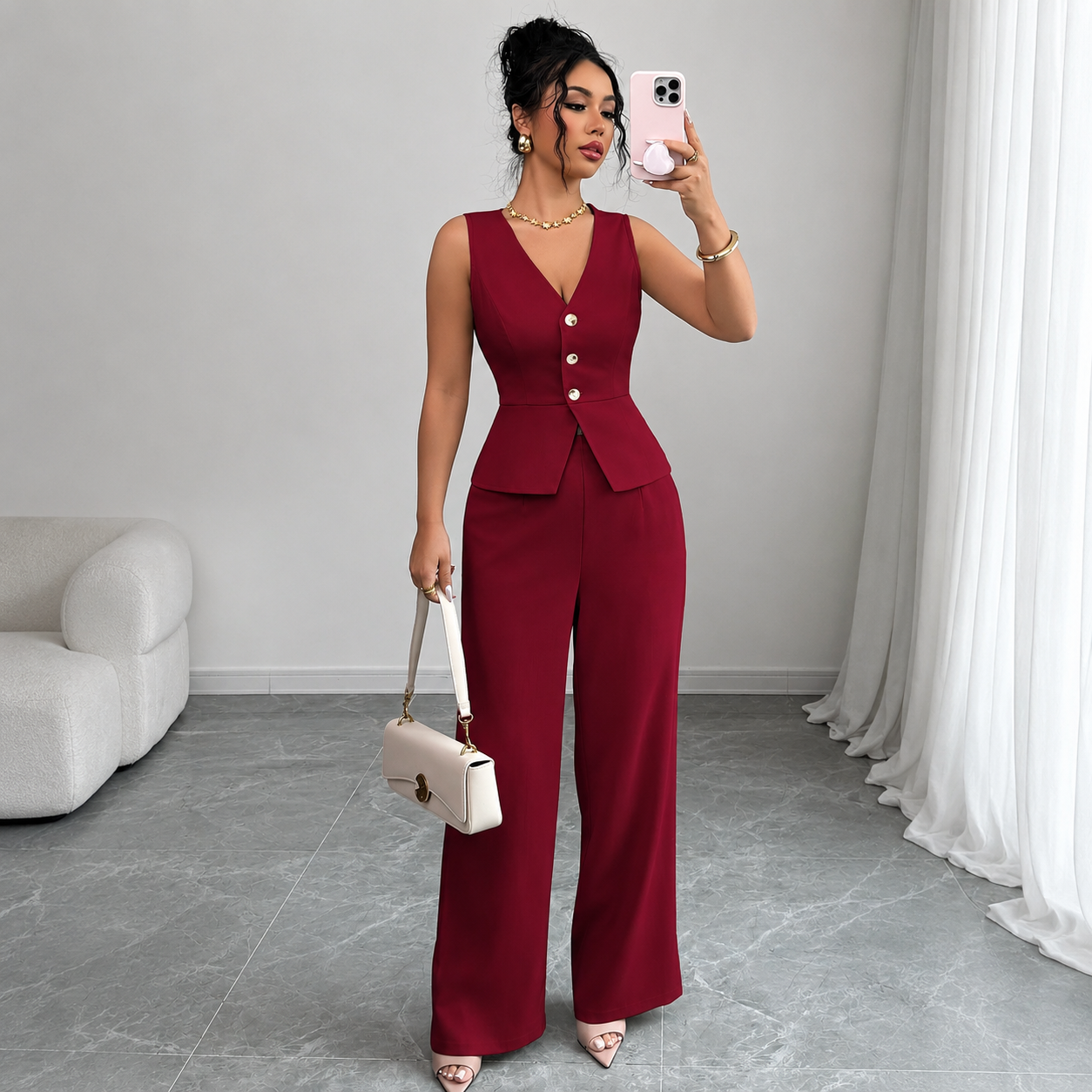 Sleeveless Suit Two-Piece Set