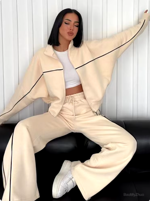 Long Sleeve Half-Turtleneck Cardigan & Trousers Set