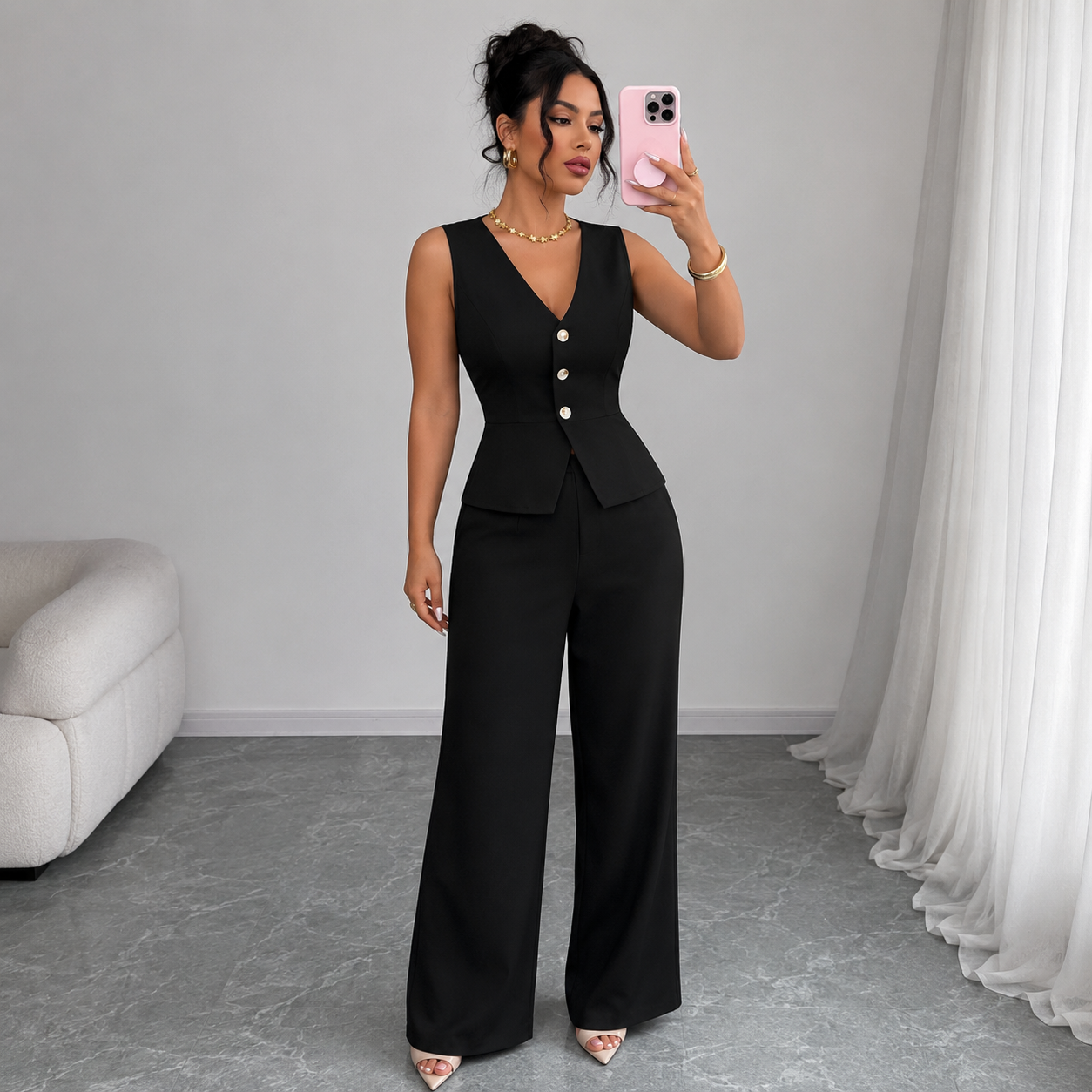 Sleeveless Suit Two-Piece Set