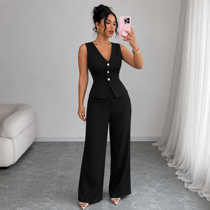 Sleeveless Suit Two-Piece Set