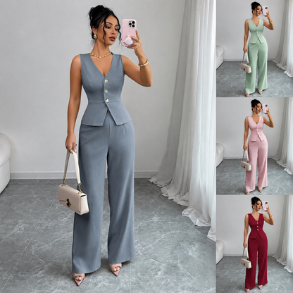 Sleeveless Suit Two-Piece Set