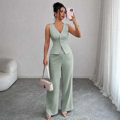 Sleeveless Suit Two-Piece Set