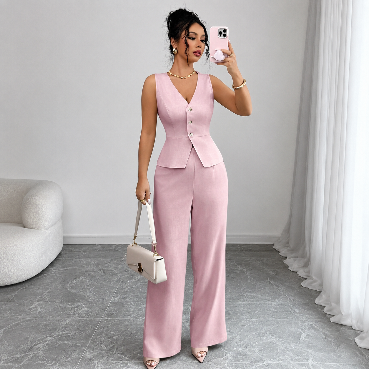 Sleeveless Suit Two-Piece Set