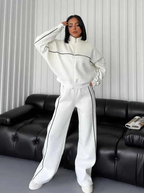 Long Sleeve Half-Turtleneck Cardigan & Trousers Set