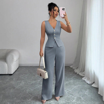 Sleeveless Suit Two-Piece Set