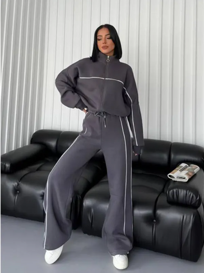 Long Sleeve Half-Turtleneck Cardigan & Trousers Set