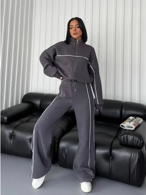 Long Sleeve Half-Turtleneck Cardigan & Trousers Set